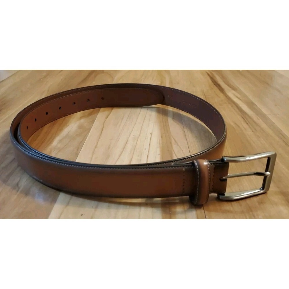 Perry Ellis Portfolio Brown Bonded Leather Belt 1¼"‎ Width Men's Size 44